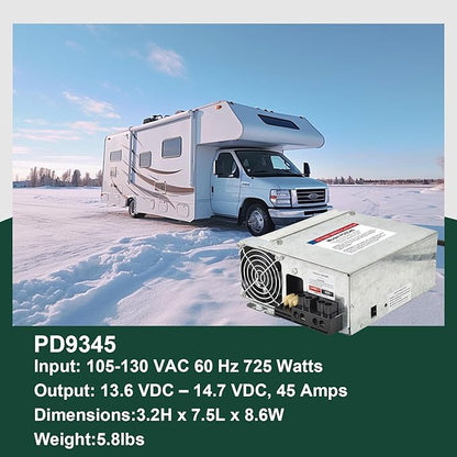 PD9345 RV Power Converter replacement-9300 Series Converter,45Amp 120V to 12V RV Converter Charger for RV Camper Caravans Trailer Battery,725W