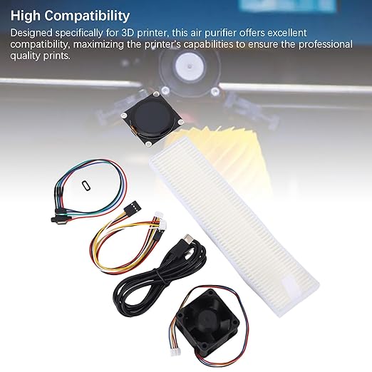 Fafeicy 3D Printer Air Filter, LCD Display Real Time Monitoring with Activated Carbon Air Purifier, for 3D Printer Accessories Kit