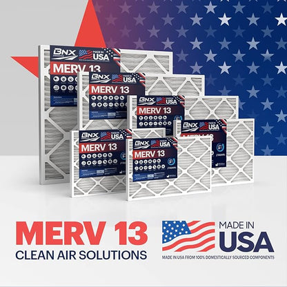 BNX TruFilter 10x10x1 Air Filter MERV 13 (6-Pack) - MADE IN USA - Electrostatic Pleated Air Conditioner HVAC AC Furnace Filters for Allergies, Pollen, Mold, Bacteria, Smoke, Allergen, MPR 1900 FPR 10