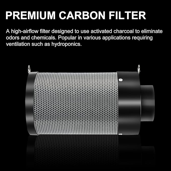MELONFARM Air Filtration Kit 6", Built-in 14cm Fan Low Nois Carbon Filter with 12-Speed Controller, 8' Ducting, Cooling & Ventilation System for Grow Tents, Indoor Gardening, Hydroponics 6“x13.4"