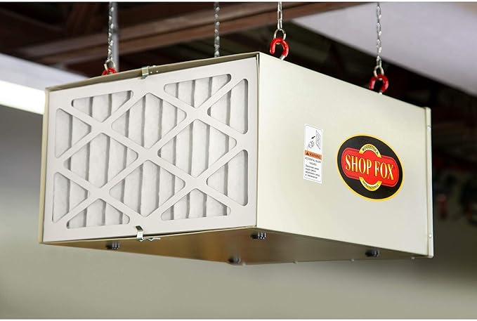 Shop Fox W1830 3-Speed Hanging Air Filter, White