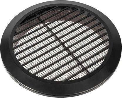 Black 6" Inch Round Ventilation Grille with Insect mesh. (Duct 6Ø / Grille 7Ø) Ventilation Applications. Indoor and Outdoor Soffit Vent Cover. Available 4 Sizes / 4 Colors.