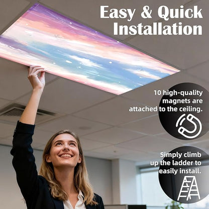Fluorescent Light Covers - Classroom Covers for Ceiling Lights, 1 PCS 4 x 2 Feet Magnetic Light Filters, Classroom, Office Decor (Sunset glow)