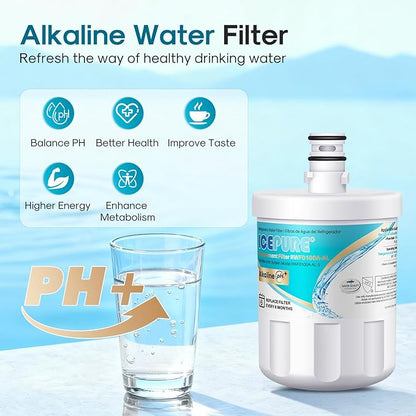 ICEPURE Alkaline 5231JA2002A Refrigerator Water Filter Replacement for LG LT500P, ADQ72910901, GEN11042FR-08, Kenmore 9890, ADQ72910907, LFX25973S, LFX25974ST, 46-9890, LSC27925ST, Enhances PH, 1Pack
