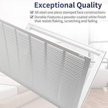 30"W x 20"H [Duct Opening Size] Steel Return Air Filter Grille - Removable Face/Door for 1 inch Filters -HVAC Vent Cover Grill - White [Outer Dimensions: 32 5/8"W X 22 5/8"H]