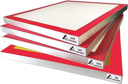 Aluminum Screen Printing Screens, 20 x 24 Inch Pre-Stretched Silk Screen Frames, Dry Sift Screen Set, Polyester mesh Screen, 60 90 110 200 Mesh, Micron Equiv 250 165 149 75 (4pack), 3 White 1 Yellow