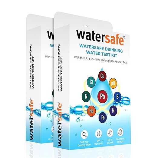 Watersafe The Original Water Testing Kit for Drinking Water, Well and Tap Water, Sensitive Lead in Water Test, Bacteria, Hardness, pH, Nitrates, Easy Instructions, Lab-Accurate Results, 2 Pack