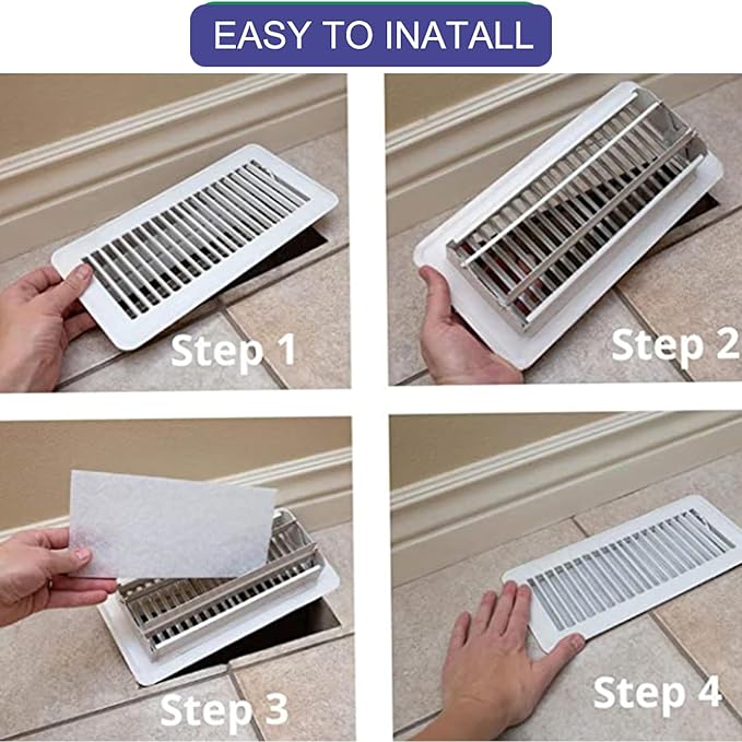 Air Vent Filter 4" x 12" Air Vent Floor Heater Pre-Filter Sheet Work in Home Air Purifier, Floor Register, Ceiling 4 x 12 Inch 12-Pack (White) Hoctsom