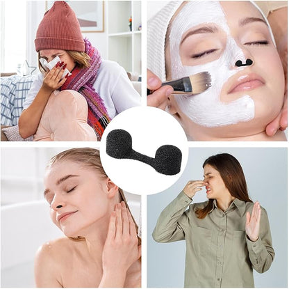 100 Pieces Nose Plug Filter Disposable Nose Dust Filters Bulk Sponge Nostril Filters for Spray Tanning Welding Dust Allergies Dust Construction Areas (Black)