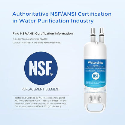Waterdrop EDR1RXD1 Replacement for Filter 1, W10295370A, EDR1RXD1B, P8RFWB2L, P4RFWB, WD-F38, 46-9081, 46-9930 Refrigerator Water Filter, 4 Pack