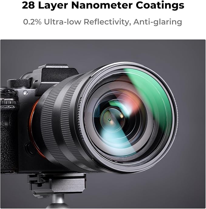 K&F CONCEPT 62mm MC UV Lens Protection Filter with Filter Cap Cleaning Cloth Optical Glass Ultra Slim 28 Multi-Layer Coatings Camera Lens UV Filter (Nano-X Series)