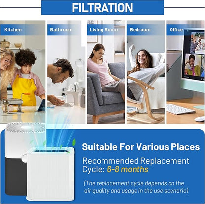 211+ Replacement Filter 2 Pack, Compatible with Blue Pure 211+ Air Purifier, 2-Stage Filtration System with H13 True Filter and Activated Carbon, for Home Bedroom Use, Collapsible Air