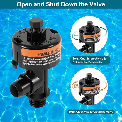 Air Relief Valve with Pool Filter Pressure Gauge, Air Relief Valve Highly Compatible with Pool Filters and Pumps