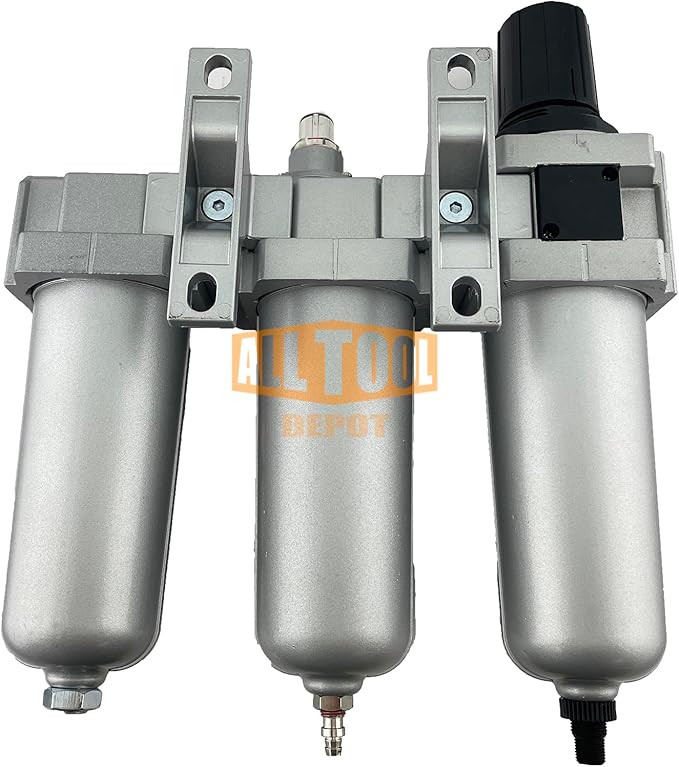3 STAGE, HEAVY DUTY INDUSTRIAL GRADE FILTER REGULATOR COALESCING DESICCANT DRYER SYSTEM FOR COMPRESSED AIR LINE, METAL BOWLS, GREAT FOR PAINT SPRAY AND PLASMA CUTTER W/ELEMENTS (1/2"NPT, AUTO DRAIN)
