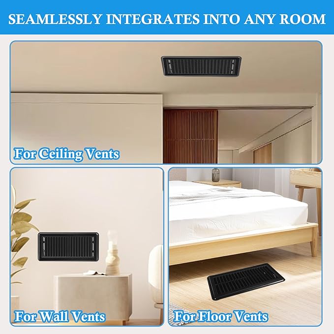 Mesh Vent Cover4 Pack, Magnetic Mesh Vent Covers for 4"x 10" Air Vent Filters, Vent Screens for Air Vent Home Wall Ceiling Floor, Floor Vent Mesh Cover Catches Debris Hair Insect Vent Filters