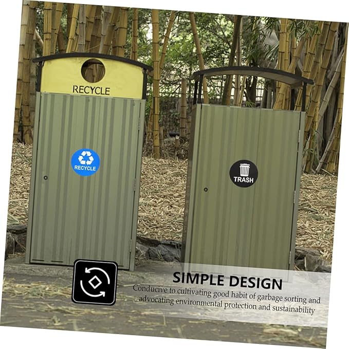 Tofficu 8pcs Hanging Trash Can Stickers Garbage Recycling Decals Material Remind Waste Sorting Habit