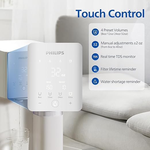 Philips Reverse Osmosis Water Filter Countertop ADD6926WH/37, 6 Stage RO Water Filtration System Purifier Dispenser with Aquaporin Technology, NSF/ANSI 372 Certified, Reduce TDS Lead