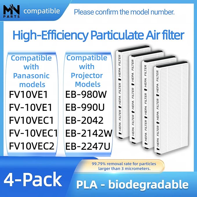 FV10VE1 Air Filter Replacement Compatible with Panasonic Energy Recovery Ventilator FV10VE1 FV-10VE1 FV10VEC1 FV-10VEC1 FV10VEC2 4Packs Ventilation Fan Air Filter for Clean Indoor Air