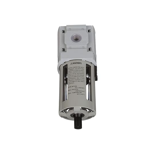 PneumaticPlus PPF3-N02B Compressed Air Particulate Filter, 1/4" NPT (High Flow), 5 Micron, Poly Bowl, Manual Drain, Bracket