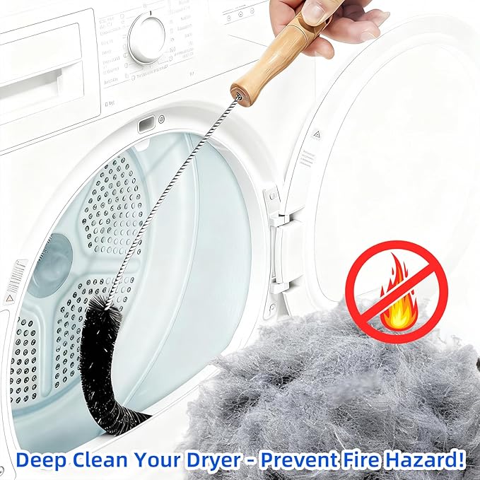 Dryer Vent Cleaner Kit 5 Pack for Fire Prevention-Home Essentials Long Flexible Dryer Vent Brush for Lint Trap-Multipurpose Household Cleaning Tools
