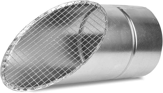 Repa Market 4” Inch Outlet Vent Cover with Mesh - Round Outdoor Air Take-Off with Steel Screen – Angled Galvanized Steel Exhaust End Cap with Rain Cover