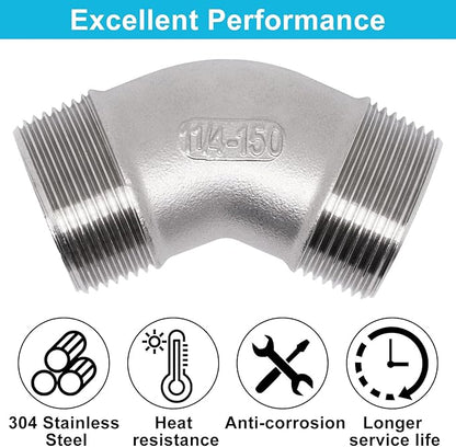 45 Degree Elbow 1PCS, 1-1/4" NPT Male X 1-1/4" NPT Male 304 Stainless Steel Pipe Fitting, Connector Coupler Apply to Outdoor Garden Industrial