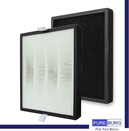 PUREBURG Replacement Filter Compatible with PARTU BS-10 Air Purifier, 2-Pack H13 HEPA Activated Carbon 2-in-1 3-Stage Filtration Air Clean Dust