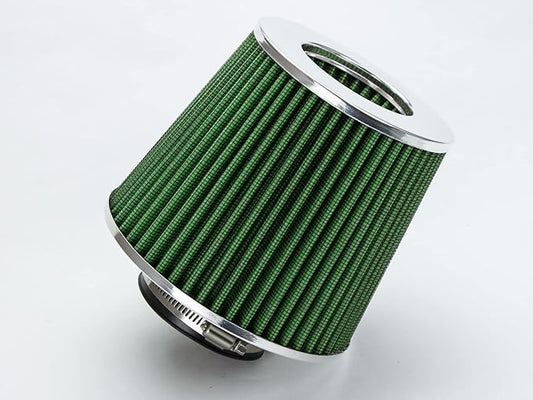 Rtunes Racing Universal Clamp-On Air Filter, Standard Cone, Dry Washable Design, Multiple Inlet Sizes (Green, 3.25" Inch)