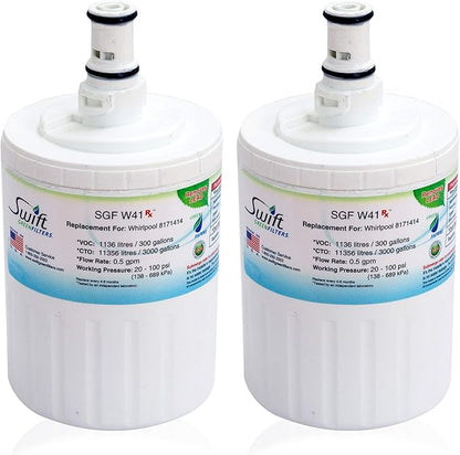 Swift Refrigerator Water Filter Compatible with Whirlpool EDR8D1,FILTER 8,46-9002, 8171413, 8171414 Made in USA SGF-W41 (2 Pack)