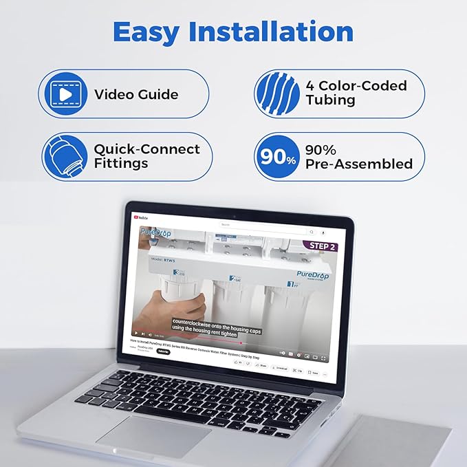 RTW5 SGS-Tested 5 Stage Reverse Osmosis Water Filter System with Innovative Top-Mounted Faucet Design, TDS Reduction 50 GPD Under Sink RO Water Filtration Plus Extra 3 Filters