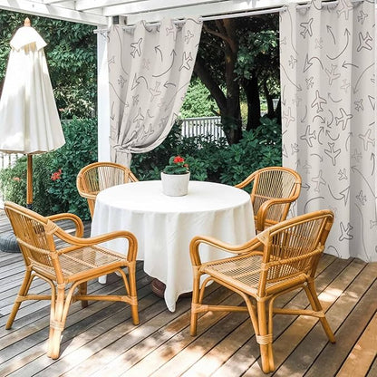 Abstract Airline Route Waterproof Outdoor Curtains for Patio, Windproof Weatherproof Curtains with Weighted Hem, Vintage Aircraft Arrows Light Filtering Privacy Drapes for Porch 54"x 95"