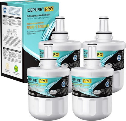 ICEPURE DA29-00003G Remove PFOA&PFOS, NSF/ANSI 401&473&53 Replacement for Samsung DA29-00003A, Aqua-Pure Plus DA29-00003B, HAFCU1, RSG257AARS RF267AERS, HDX-FMS-1 Refrigerator Water Filter, 4PACK
