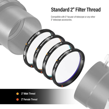 Astromania Deluxe Telescope LRGB 2 Inch Filter Set - Planet Colour Filters for Use with Monochrome CCD Cameras - Give Stunning and Excellent Astrophotographic Results
