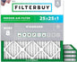 Filterbuy 25x25x1 Air Filter MERV 8 Essential Dust & Allergy Defense (4-Pack), Electrostatic Pleated HVAC AC Furnace Filters Replacement, Made in USA (Actual Size: 24.50 x 24.50 x 0.75)