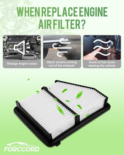 Cabin & Engine Air Filter Combo Fit for Honda Civic 2016-2025 2026 2.0L, HR-V 2023-2026 2.0L Activated Carbon Cabin Filter Replace#CF11182 CA12051 Air Filter for My Car Naturally Aspirated