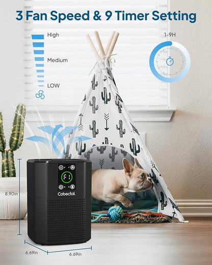 Air Purifier for Home Bedroom, Cobectal Room Air Cleaner with H13 True HEPA 3-in-1 Filter, Aroma Function & Sleep Mode, Desktop Small Air Purifier for Office, Dorm, Hotel, RVs (Black)