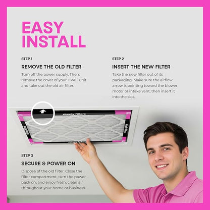 Simply 20x20x2 Air Filter, MERV 11, 12 Pack, Furnace Air Filter for HVAC (Actual Size: 19.5"x19.5"x0.75") DUST, Pet & Allergy Control