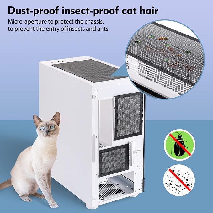 [4 Pack] 400x300mm DIY PC Case Dust Filter, 1.2mm Hole, PVC Dustproof Mesh Filter Cover with Magnetic Strip for Computer PC Case