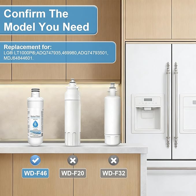 LT1000PC ADQ747935 Replacement for LG LT1000P/PC/PCS Refrigerator Water Filter,ADQ74793501,ADQ74793502,MDJ64844601,LMXS28626S,LFXS26973S,LT1000, Kenmore Elite 9980 and LT120F Air Filter,3 Combo