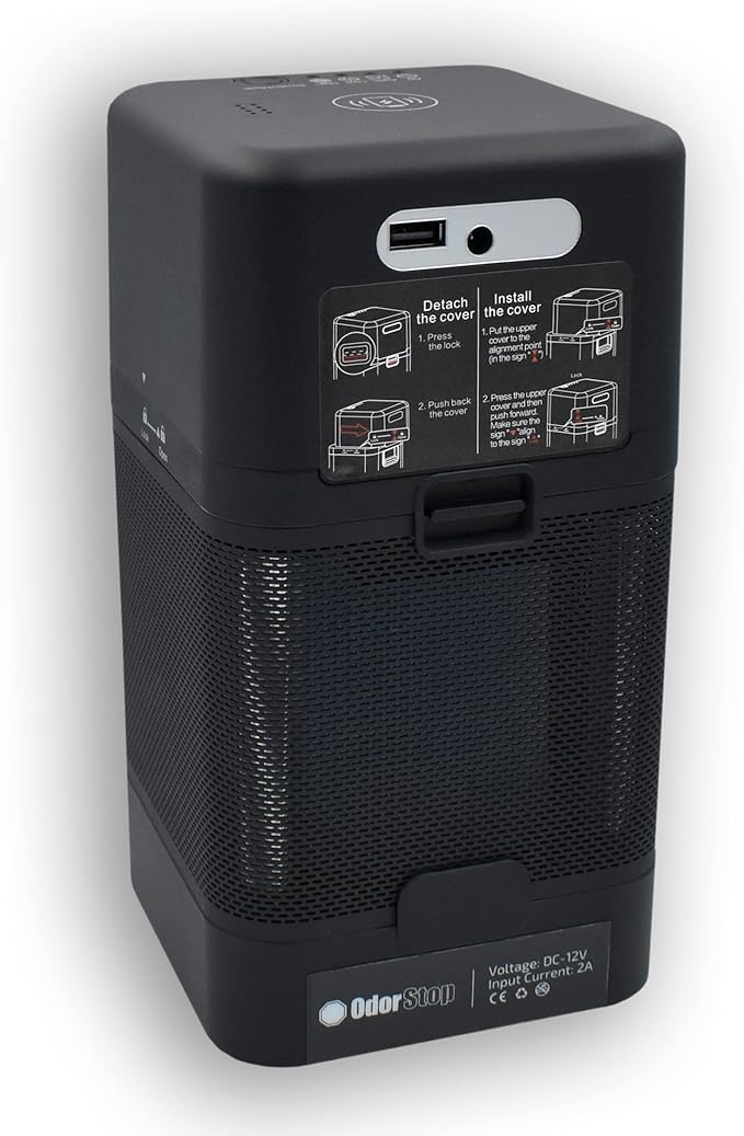 OdorStop OSAP2B HEPA Air Purifier for Areas up to 300 sq ft with USB Charger, Black