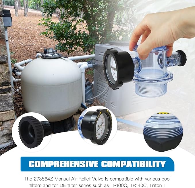 XSPANDER 273564Z Manual Air Relief Valve Replaces 273564Z Fit for Pentair Tri ton II, Trit on C,TR100C and TR140C Pool Spa Sand Filters Air Relief Valve Assembly
