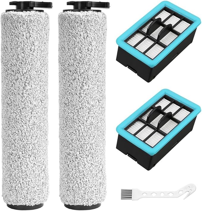 Replacement Roller Brush and Filter Kit for CrossWave 3831 HF2, 3845, 3847, 3848 Floor Scrubber – Wet/Dry Cleaning Accessory, Piece Set