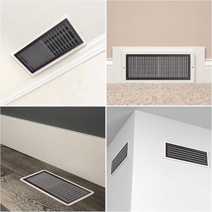 8 Pack Strong Magnetic Floor Vent Cover - PVC Mesh Register for Wall Ceiling Floor Catch Debris Hair Insect (Black, 4 x 10 Inch)