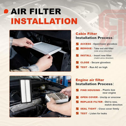Engine & Upgrade Cabin Air Filter Kit Compatible with 2023-2025 Pilot 3.5L, 2022-2025 MDX 3.5L ONLY, 2025 Passport 3.5L, Replaces# 17220-61A-A00, 80292-TF0-G01, SA50144