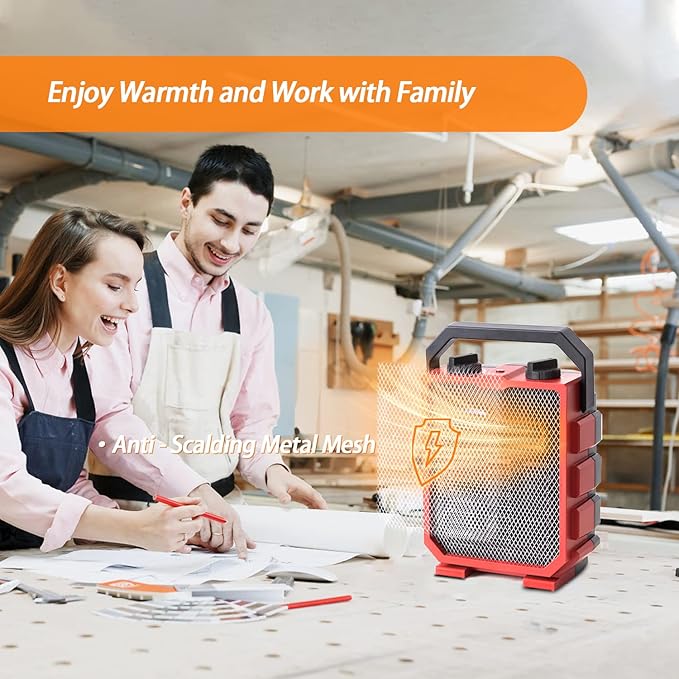 Milkhouse Electric Space Heater 1500W Portable Heater with Manual Control Fan-Only Mode Overheating & Tip Over Protection for Indoor Use WEWARM Red