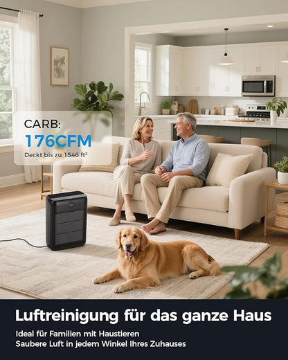 Slevoo Air Purifier for Home Large Room, H13 True HEPA Filter Air Purifiers & 3 × pre-filters for Bedroom,Office,Living Room,Covers Up to 1991.3 ft²,CADR 326m³/h (Black)