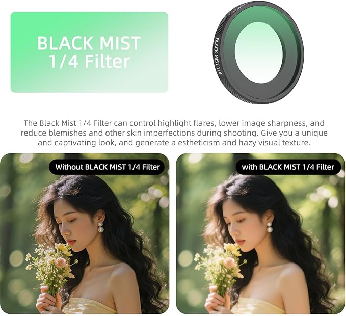 Black Mist 1/4 Lens Filter Compatible with Insta363 GO Ultra Camera Accessories Waterproof Scratch-Resistant