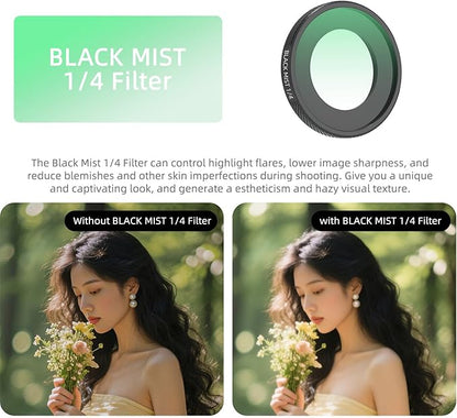 Black Mist 1/4 Lens Filter Compatible with Insta363 GO Ultra Camera Accessories Waterproof Scratch-Resistant