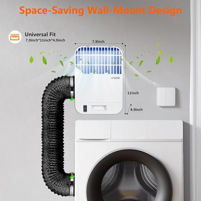 Indoor Dryer Vent Kit – 6-Layer Pro Lint Trap with Safety Vent Flap, 3 Pairs Replacement Filters, Triple Filtration System for Cleaner Air
