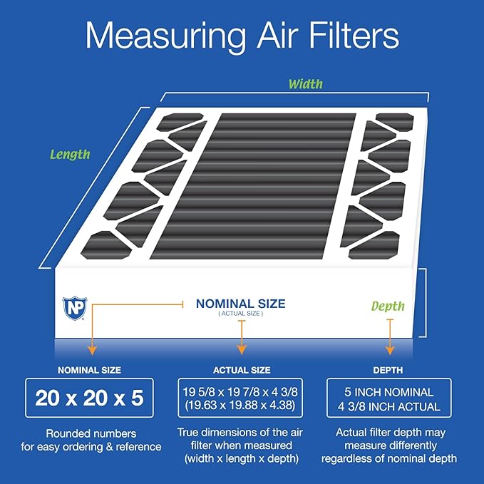 Nordic Pure 20x20x5 (Actual Size: 19 5/8 x 19 7/8 x 4 3/8) Honeywell/Lennox Replacement Odor Reduction Merv 8 Filter 4 PK